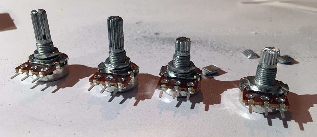 Cut potentiometer axis to correct length