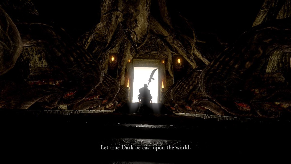 Screenshot of one ending cutscene of Dark Souls 1