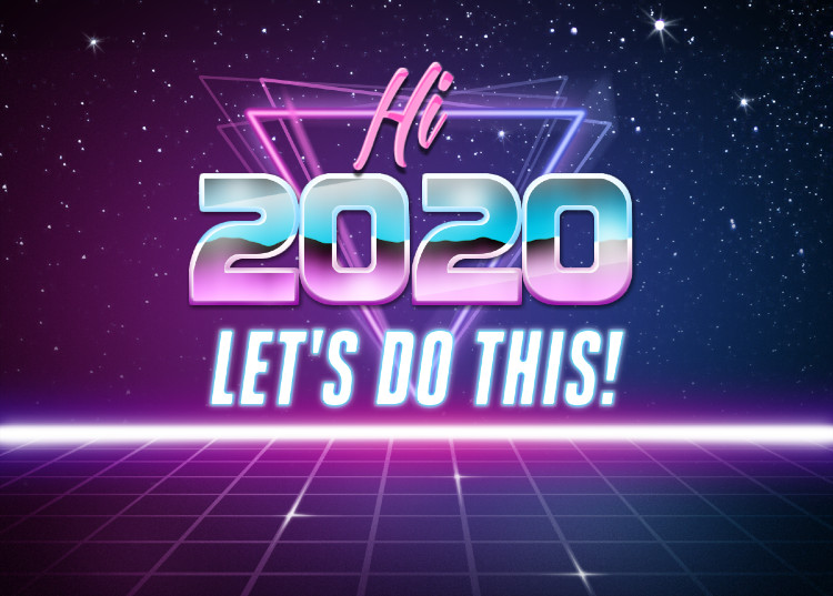 Stylized text: Hi, 2020. Let's do this!