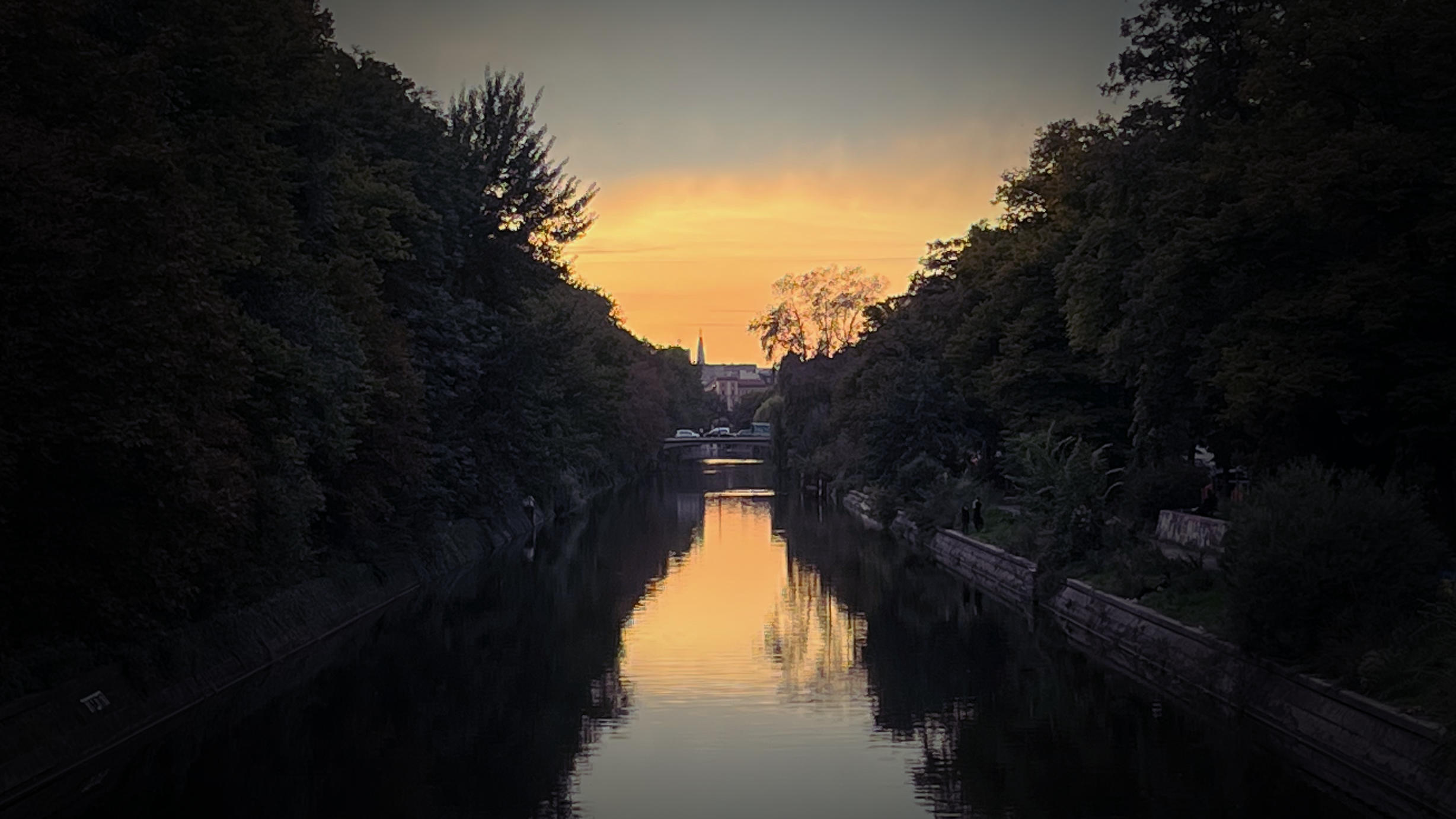 Sunset over Landwehrkanal in Berlin