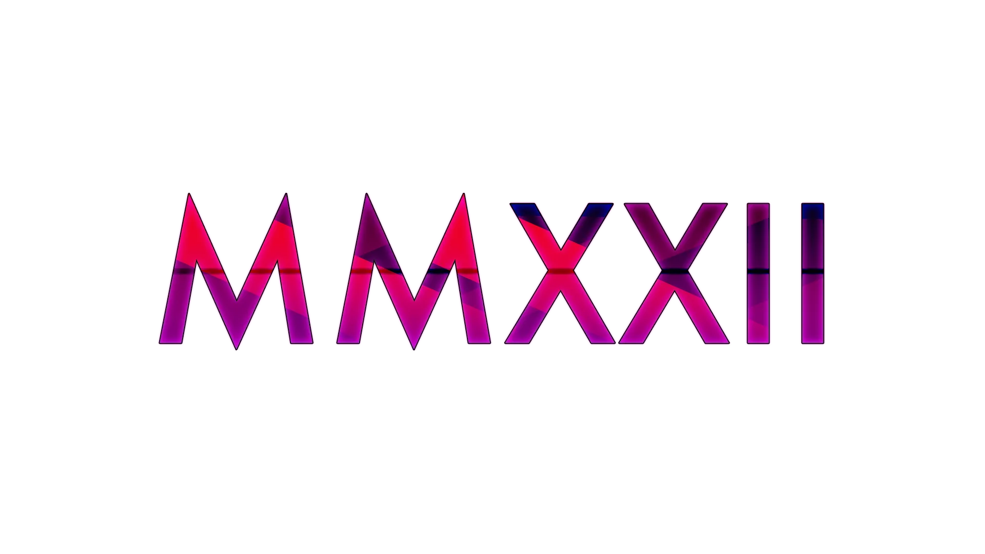 roman numerals MMXXII in pink/purple